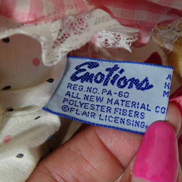 Vintage Mattel Emotions Plush Bear Pink Gingham Outfit 1983 Collectible 12 inch - Picture 4 of 9